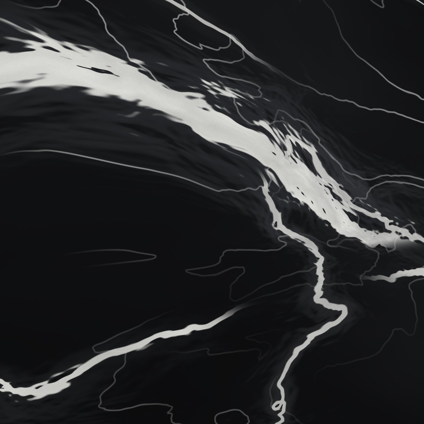 Close view of Nero Marquina: a broad white vein crossing the black ground