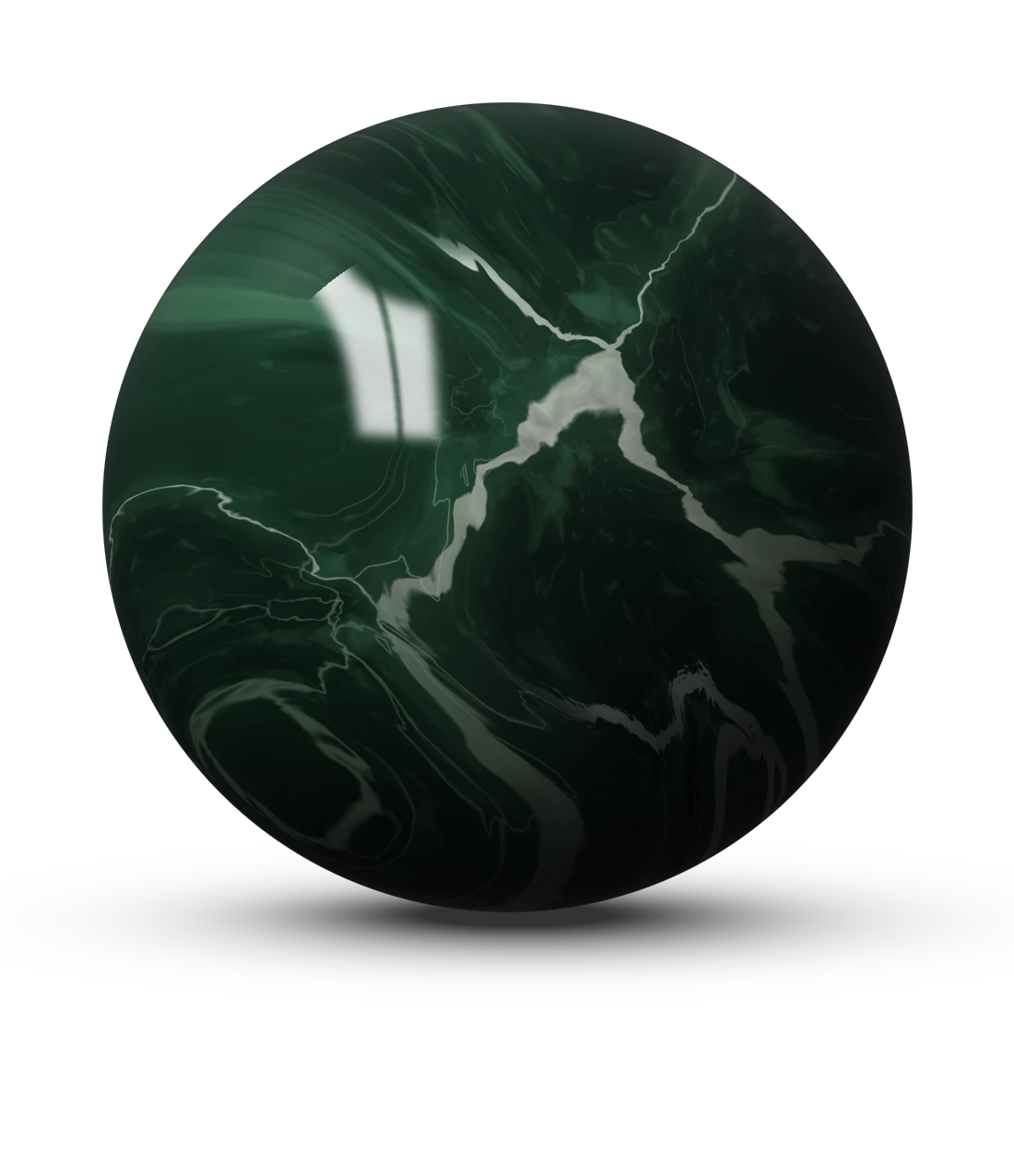 A polished sphere of Verde Alpi marble